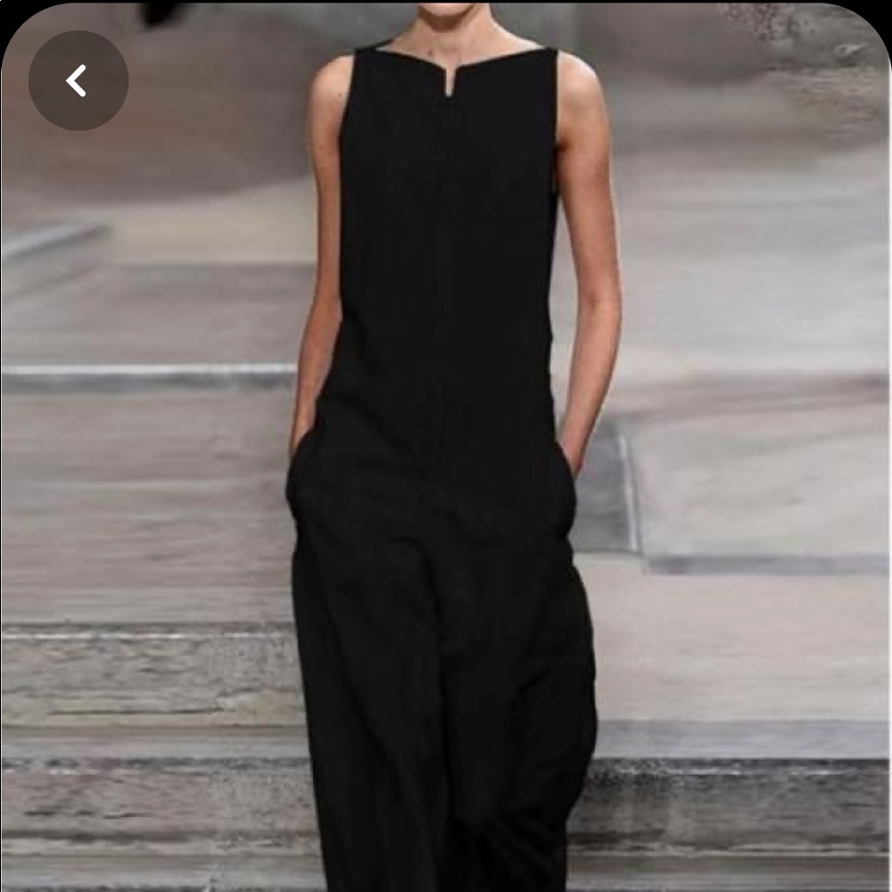 Wide leg Black linen jumpsuit
